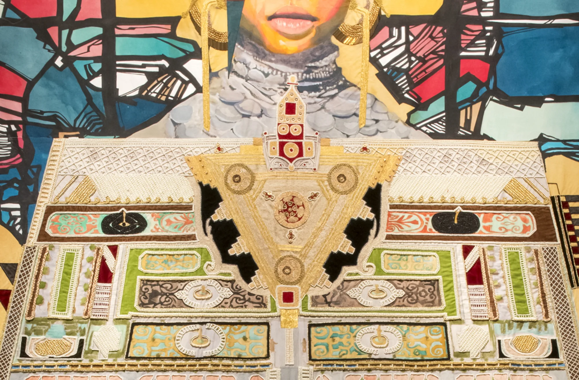 Affirmation as it was told by she (detail), 2014 — mixed textile, paint